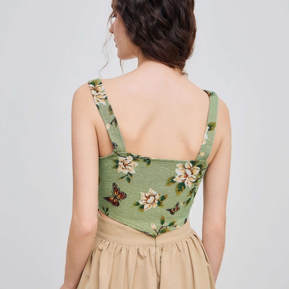 Cider Floral Lace-Up Corset Top - Picture 11 of 13